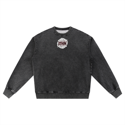 000 - BAISC ETHON Snow Wash Oversized Crewneck Sweatshirt