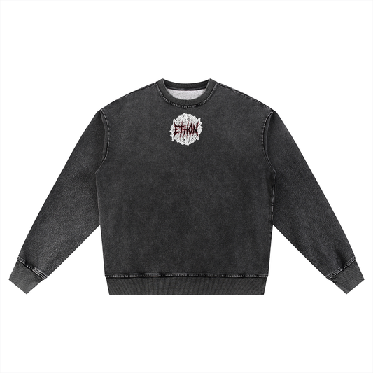 000 - BAISC ETHON Snow Wash Oversized Crewneck Sweatshirt