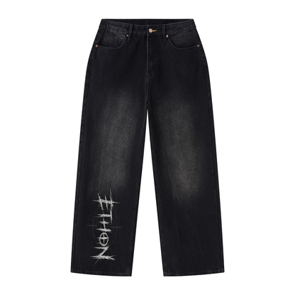 001 - LOUD Men's Vintage Wash Wide Leg Jeans