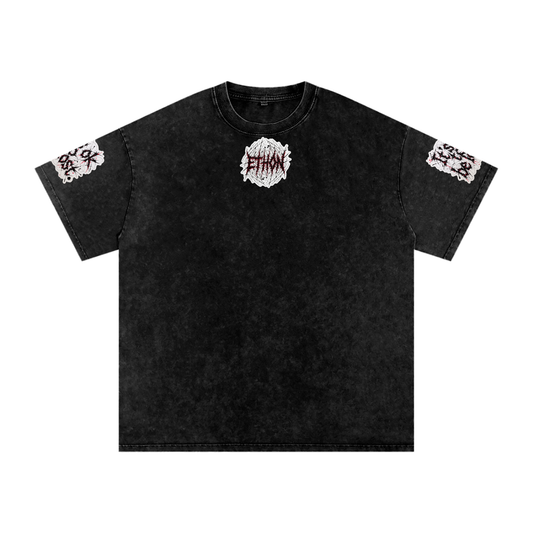 000 - BASIC ETHON Snow Washed Oversized Cotton T-Shirt