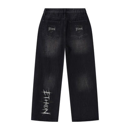 001 - LOUD Men's Vintage Wash Wide Leg Jeans